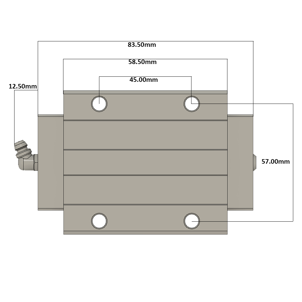 LSH25BK-F2L-N-B-M6 AIRTAC PROFILE RAIL BEARING LSH 25MM SERIES, NORMAL ACCURACY WITH LIGHT PRELOAD (B), BOTTOM MOUNTING FLANGE - LONG BODY