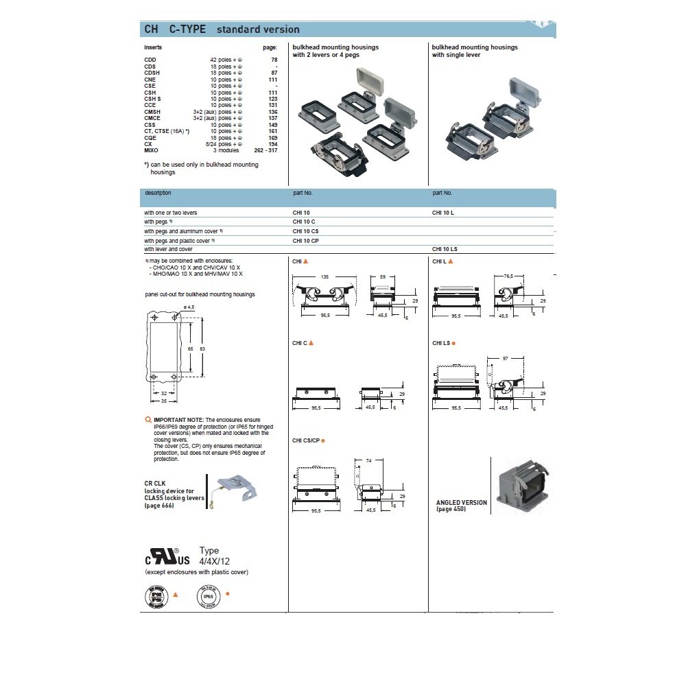 CHI-10 ILME CONNECTOR 10 PIN BASE BULK MOUNT HOUSING