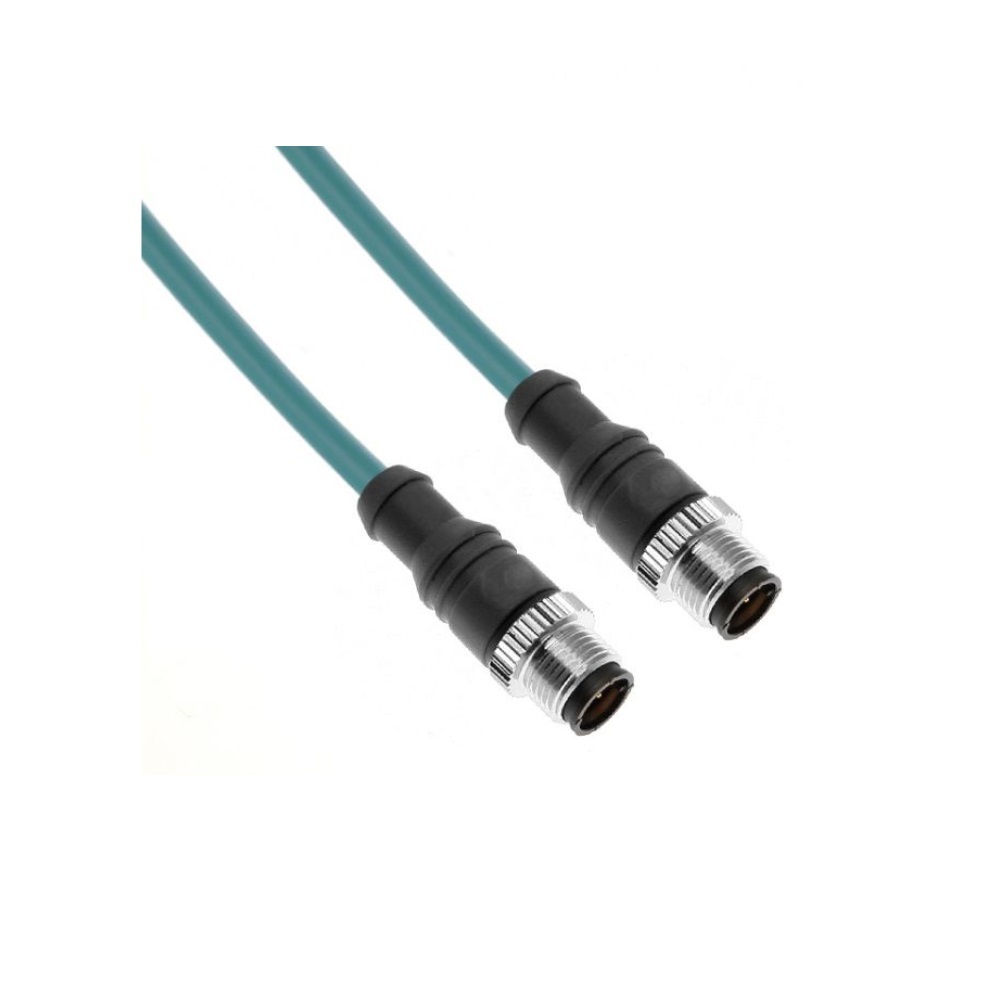 MDE45-4MMP-5M MENCOM ETHERNET CORDSET 4 PIN M12 M/M STR 5M PVC TEAL HI-FLEX 24AWG 60VAC/DC