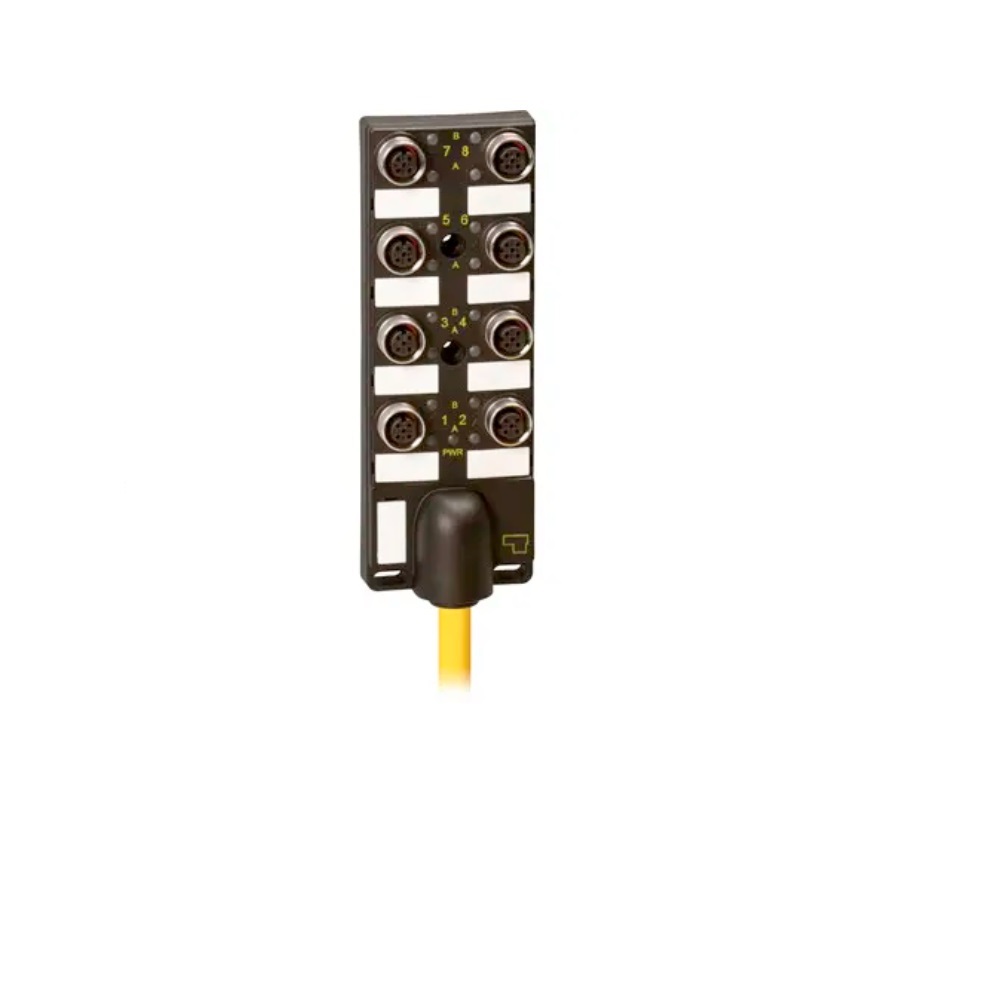 8MB12Z-4P2-5 TURCK JUNCTION BLOCK 8-4 PIN M12 / 5M SIDE EXIT PVC YE 10-30VDC PNP LED