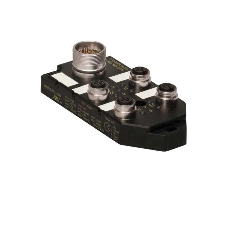 4MB12Z-4P2-RSF120 TURCK JUNCTION BLOCK 4-4 PIN M12 / 12 PIN M16 TOP EXIT 10-30VDC PNP LED