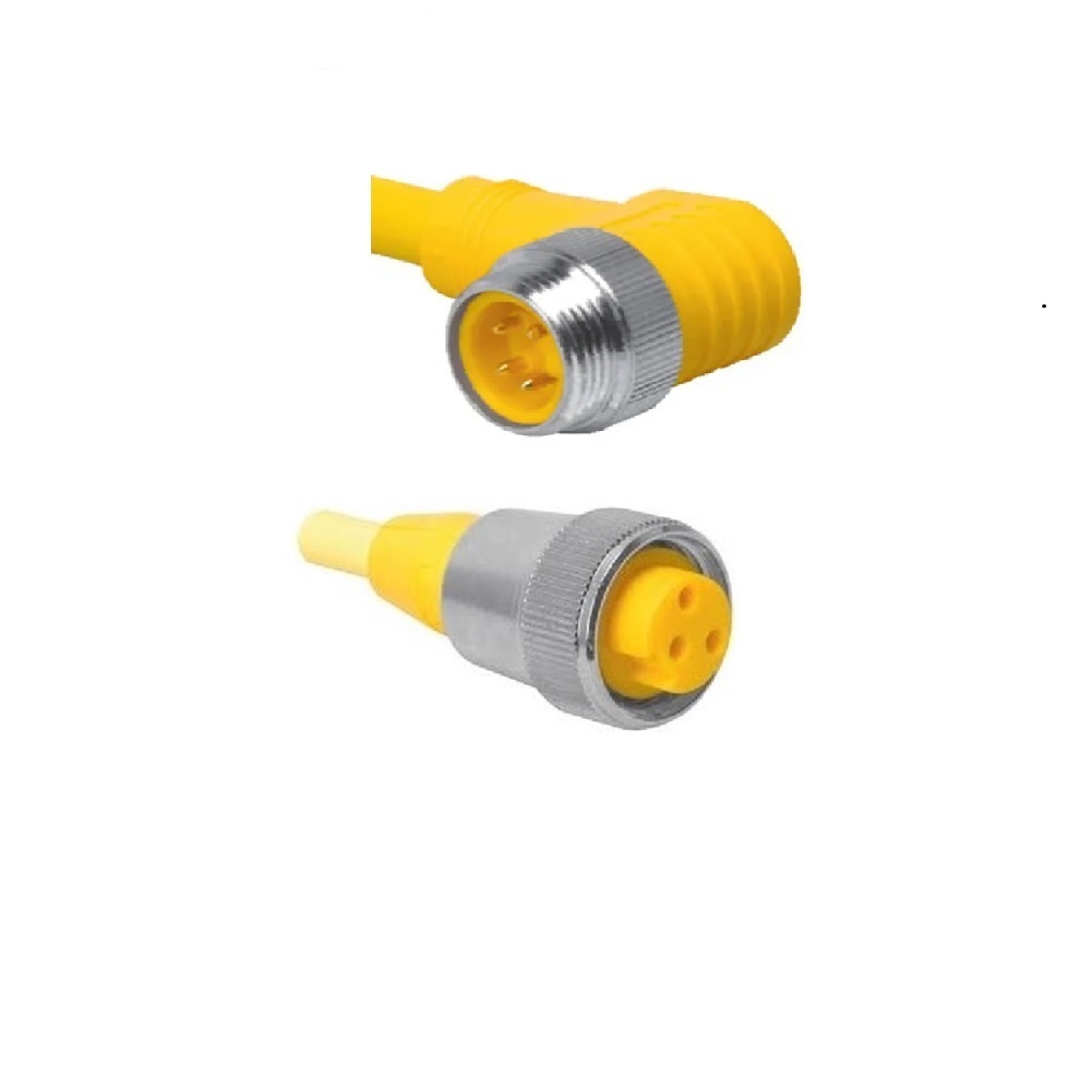 WSM RKM 126-4M/S90 TURCK CORDSET 12 PIN 1 1/8" MINI M/F ELB/STR 4M TPU YE HI-FLEX 16AWG 600VAC/DC