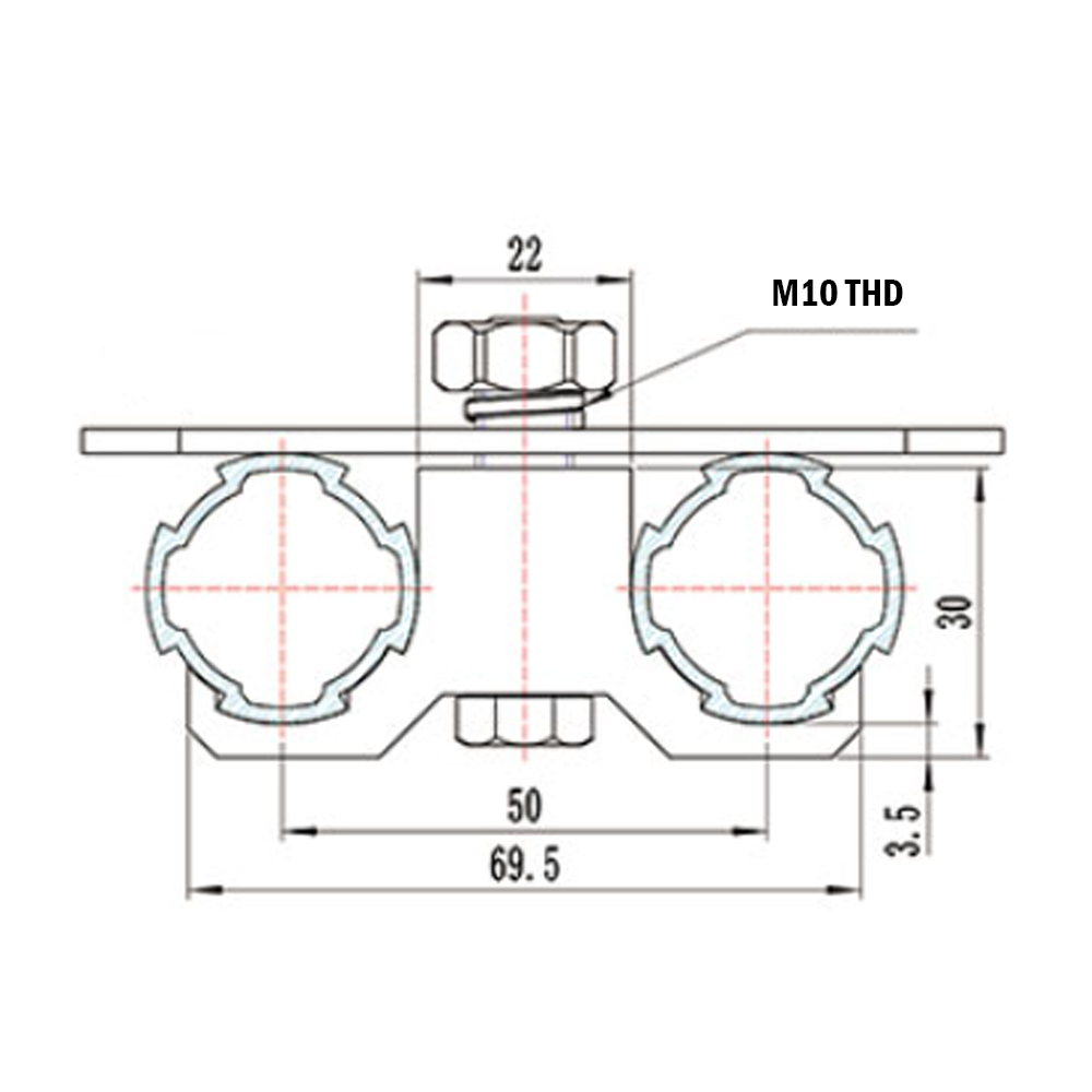 32D-28C-0 MODULAR SOLUTION D28 FOOT CASTER CLAMP