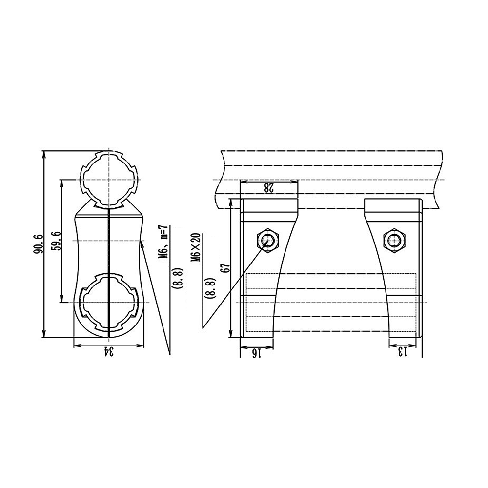41D-115-0 MODULAR SOLUTION D28 CONNECTOR CONNECTOR SHAFT TO RIDGE STRAIGHT