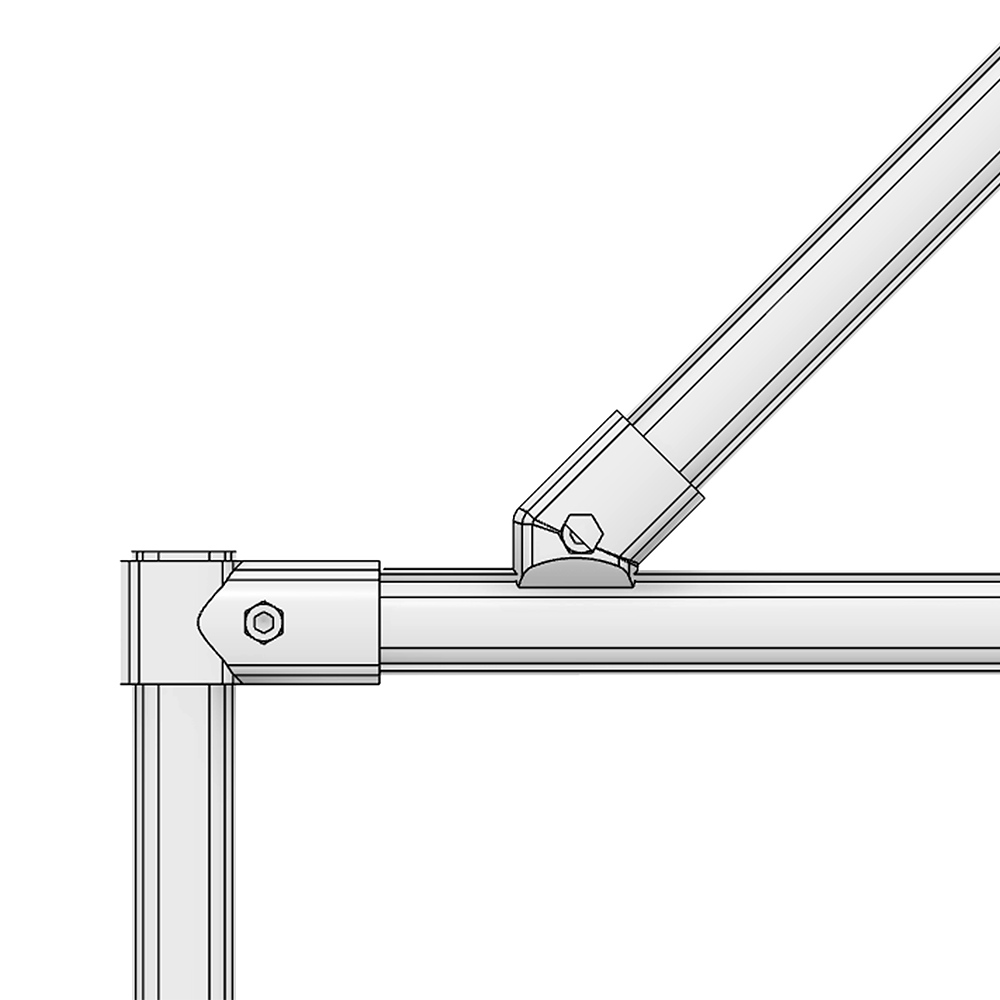 41D-118-0 MODULAR SOLUTION D28 CONNECTOR CONNECTOR END TO RIDGE MOUNT 45 DEGREE