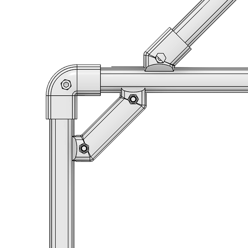 41D-124-0 MODULAR SOLUTION D28 CONNECTOR CONNECTOR DUAL 45 DEGREE POINT SUPPORT RIDGE TO RIDGE