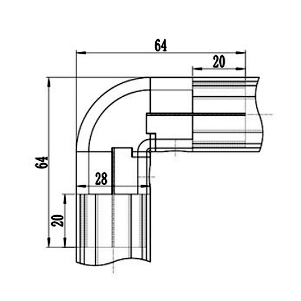 41D-139-0 MODULAR SOLUTION D28 CONNECTOR CONNECTOR 90 DEGREE END TO END INNER TYPE