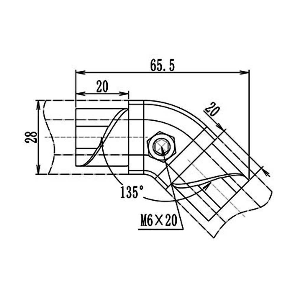41D-142-0 MODULAR SOLUTION D28 CONNECTOR CONNECTOR 135 DEGREE END TO END INNER TYPE
