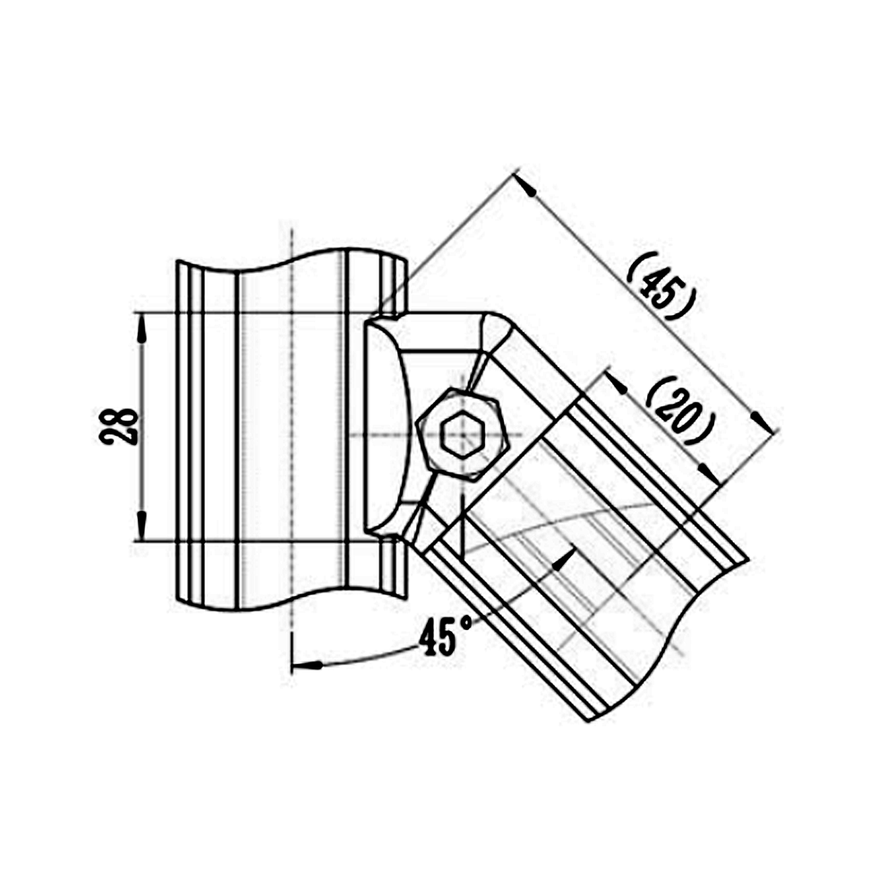 41D-145-0 MODULAR SOLUTION D28 CONNECTOR CONNECTOR INTERNAL END TO RIDGE MOUNT 45 DEGREE
