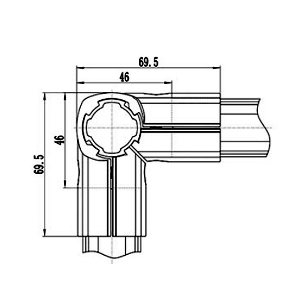 41D-163-0 MODULAR SOLUTION D28 CONNECTOR CONNECTOR SHAFT TO DUAL END 90 DEGREE