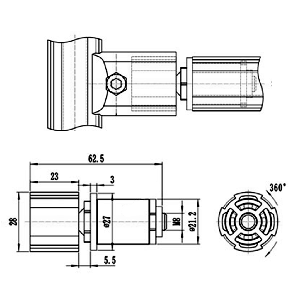 42D-286-0 MODULAR SOLUTION D28 CONNECTOR D28 SWIVEL JOINT