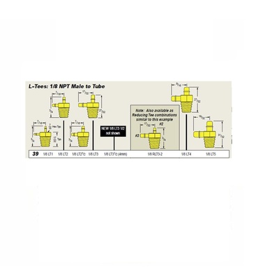 1/8LB3 MEM-CO BRASS FITTING 1/8" NPT MALE X 1/8" BARB ELBOW