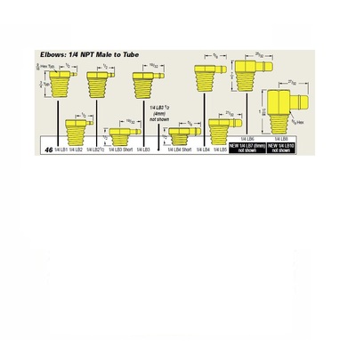 1/4LB3 MEM-CO BRASS FITTING 1/4" NPT MALE X 1/8" BARB ELBOW