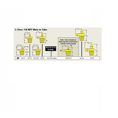 1/8LT3 MEM-CO BRASS FITTING 1/8" NPT MALE X 1/8" BARB RUN TEE