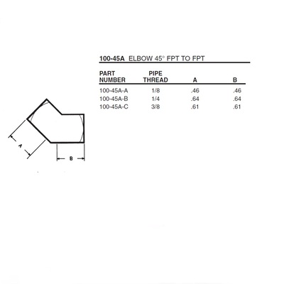 100A-45-B ANDERSON BRASS FITTING 1/4" NPT FEMALE 45DEG ELBOW