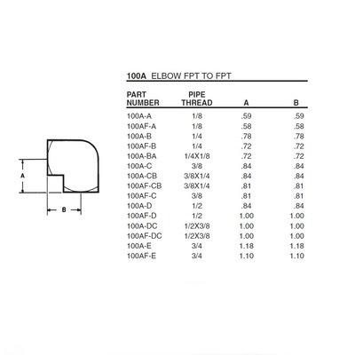 100A-D ANDERSON BRASS FITTING 1/2" NPT FEMALE ELBOW