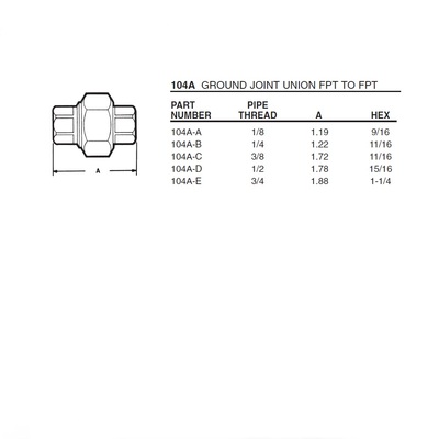 104A-D ANDERSON BRASS FITTING 1/2" NPT FEMALE COUPLING