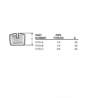 117A-B ANDERSON BRASS FITTING 1/4" NPT MALE HEX COUNTERSUNK PLUG (SLOTTED)