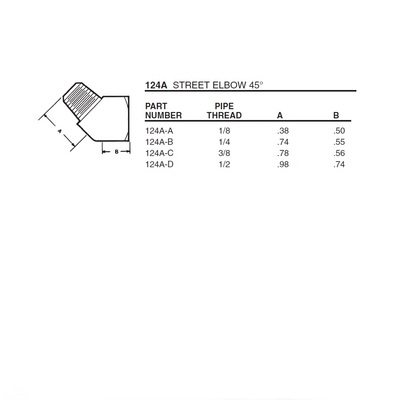 124A-B ANDERSON BRASS FITTING 1/4" NPT MALE/FEMALE 45DEG STREET ELBOW