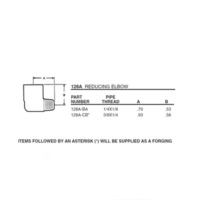 128A-BA ANDERSON BRASS FITTING 1/8" NPT MALE X 1/4" NPT FEMALE REDUCING ELBOW