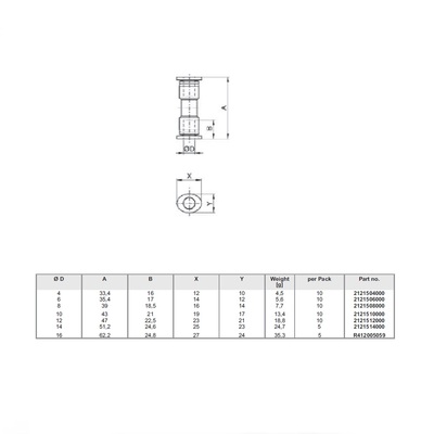 2121508000 NUMATICS/AVENTICS PLASTIC PUSH-IN FITTING 8MM TUBE UNION (OVAL)