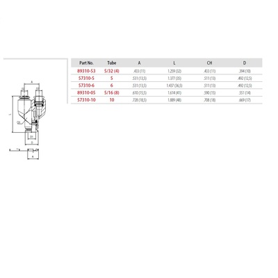 57310-6 AIGNEP NP BRASS PUSH-IN FITTING 6MM TUBE UNION "Y"