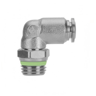 60110-04-04 AIGNEP STAINLESS STEEL PUSH-IN FITTING 1/4" TUBE X 1/4" UNIV MALE SWIVEL ELBOW