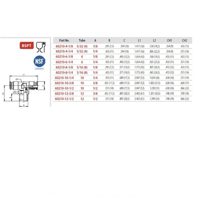 60210-06-04 AIGNEP STAINLESS STEEL PUSH-IN FITTING 3/8" TUBE X 1/4" UNIV MALE SWIVEL BRANCH TEE