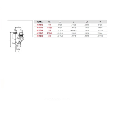 89310-04 AIGNEP NP BRASS PUSH-IN FITTING 1/4" TUBE UNION "Y"