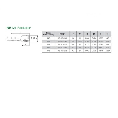 INB121-104-532 NUMATICS/AVENTICS NP BRASS PUSH-IN FITTING 5/32" TUBE X 1/4" PLUG-IN REDUCER