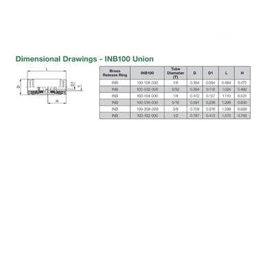 INB100-308-000 NUMATICS/AVENTICS NP BRASS PUSH-IN FITTING 3/8" TUBE UNION
