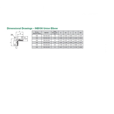 INB106-102-000 NUMATICS/AVENTICS NP BRASS PUSH-IN FITTING 1/2" TUBE UNION ELBOW