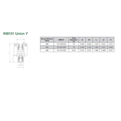 INB131-104-000 NUMATICS/AVENTICS NP BRASS PUSH-IN FITTING 1/4" TUBE UNION "Y"