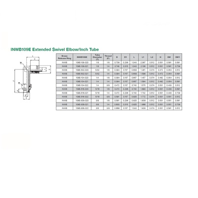 INWB109E-104-021 NUMATICS/AVENTICS NP BRASS PUSH-IN FITTING 1/4" TUBE X 1/4" UNIV MALE SWIVEL EXT ELBOW