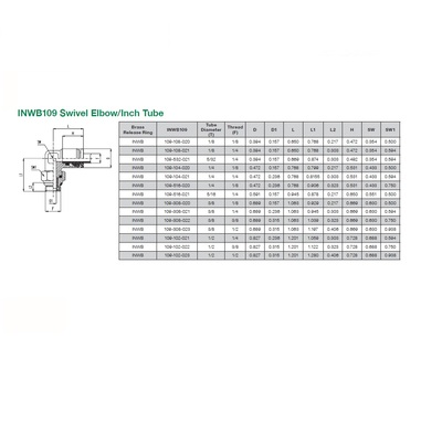 INWB109-104-021F NUMATICS/AVENTICS NP BRASS PUSH-IN FITTING 1/4" TUBE X 1/4" UNIV MALE SWIVEL ELBOW (VITON)