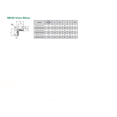 NB106-004-000 NUMATICS/AVENTICS NP BRASS PUSH-IN FITTING 4MM TUBE UNION ELBOW