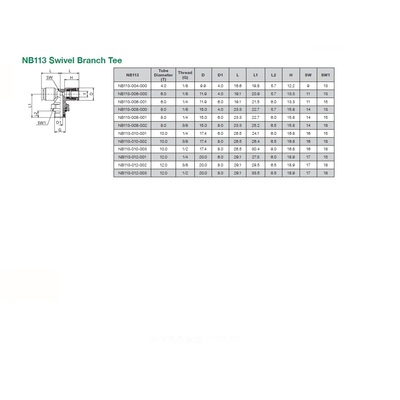 NB113-008-002 NUMATICS/AVENTICS NP BRASS PUSH-IN FITTING 8MM TUBE X 3/8" G MALE SWIVEL BRANCH TEE