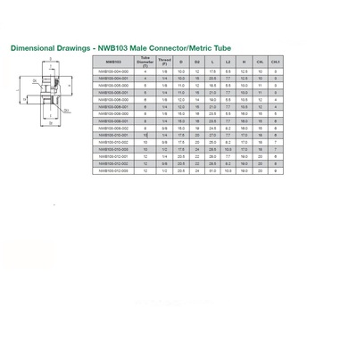 NWB103-004-000 NUMATICS/AVENTICS NP BRASS PUSH-IN FITTING 4MM TUBE X 1/8" UNIV MALE