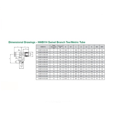 NWB114-008-002 NUMATICS/AVENTICS NP BRASS PUSH-IN FITTING 8MM TUBE X 3/8" UNIV MALE SWIVEL BRANCH TEE
