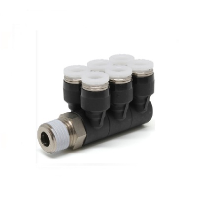 PAW5/16-N2U PISCO PLASTIC PUSH-IN FITTING 5/16" TUBE X 1/4" NPT MALE DBL BRANCH UNIVERSAL ELBOW