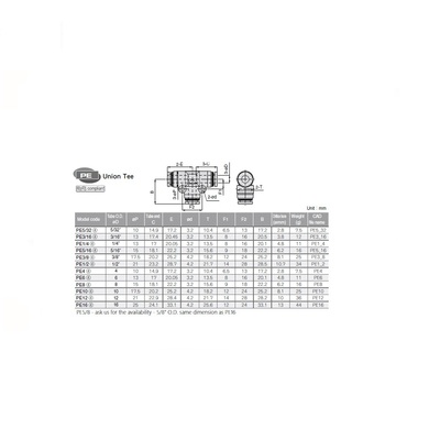 PE8 PISCO PLASTIC PUSH-IN FITTING 8MM TUBE UNION TEE