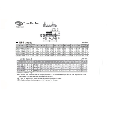 PKD3/8-5/16-N3U PISCO PLASTIC MANIFOLD PUSH-IN FITTING 3/8" NPT MALE X 3/8" TUBE X 5/16" TUBE(3) TRIPLE BRANCH TEE
