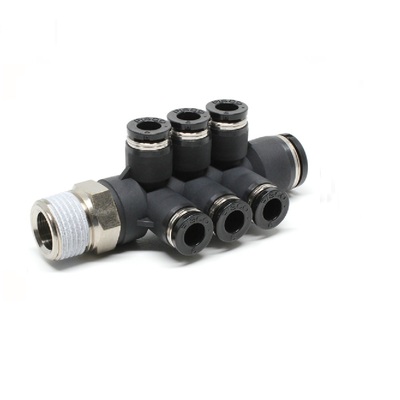 PKVD10-6-04 PISCO PLASTIC MANIFOLD PUSH-IN FITTING 1/2" BSPT MALE X 10MM TUBE X 6MM TUBE(6) TRIPLE BRANCH