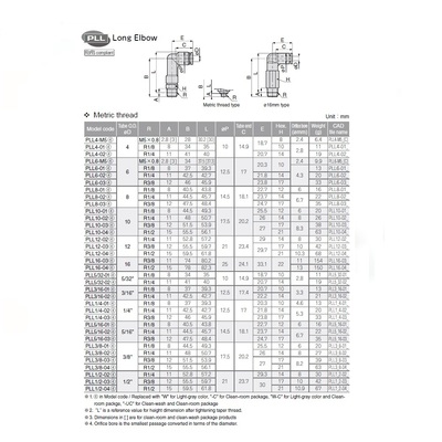 PLL10-04 PISCO PLASTIC PUSH-IN FITTING 10MM TUBE X 1/2" BSPT MALE EXT ELBOW
