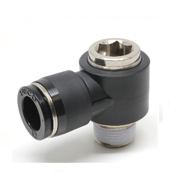 POL8-03 PISCO PLASTIC PUSH-IN FITTING 8MM TUBE X 3/8" BSPT MALE UNIVERSAL ELBOW (INNER HEX)