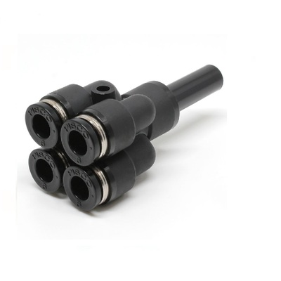 PRJ6-4 PISCO PLASTIC PUSH-IN FITTING 4MM PLUG-IN X 4MM TUBE X 6MM TUBE(4) DBL "Y"