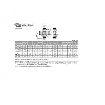 PZA8 PISCO PLASTIC PUSH-IN FITTING 8MM TUBE UNION CROSS