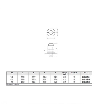 R432000052 NUMATICS/AVENTICS PLASTIC PUSH-IN FITTING 1/4" TUBE CAP (OVAL)