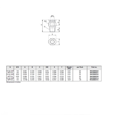 R432000313 NUMATICS/AVENTICS PLASTIC PUSH-IN FITTING 1/4" TUBE X 1/8" NPT MALE (INNER HEX) (OVAL)