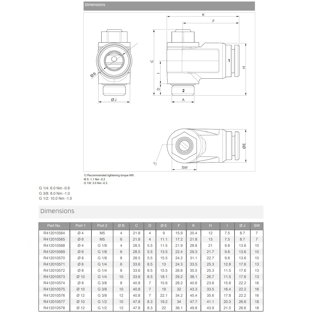 R412010573 NUMATICS/AVENTICS FLOW CONTROL 10MM TUBE X 1/4" G MALE, METER OUT, SCREW ADJ - DISCONTINUED